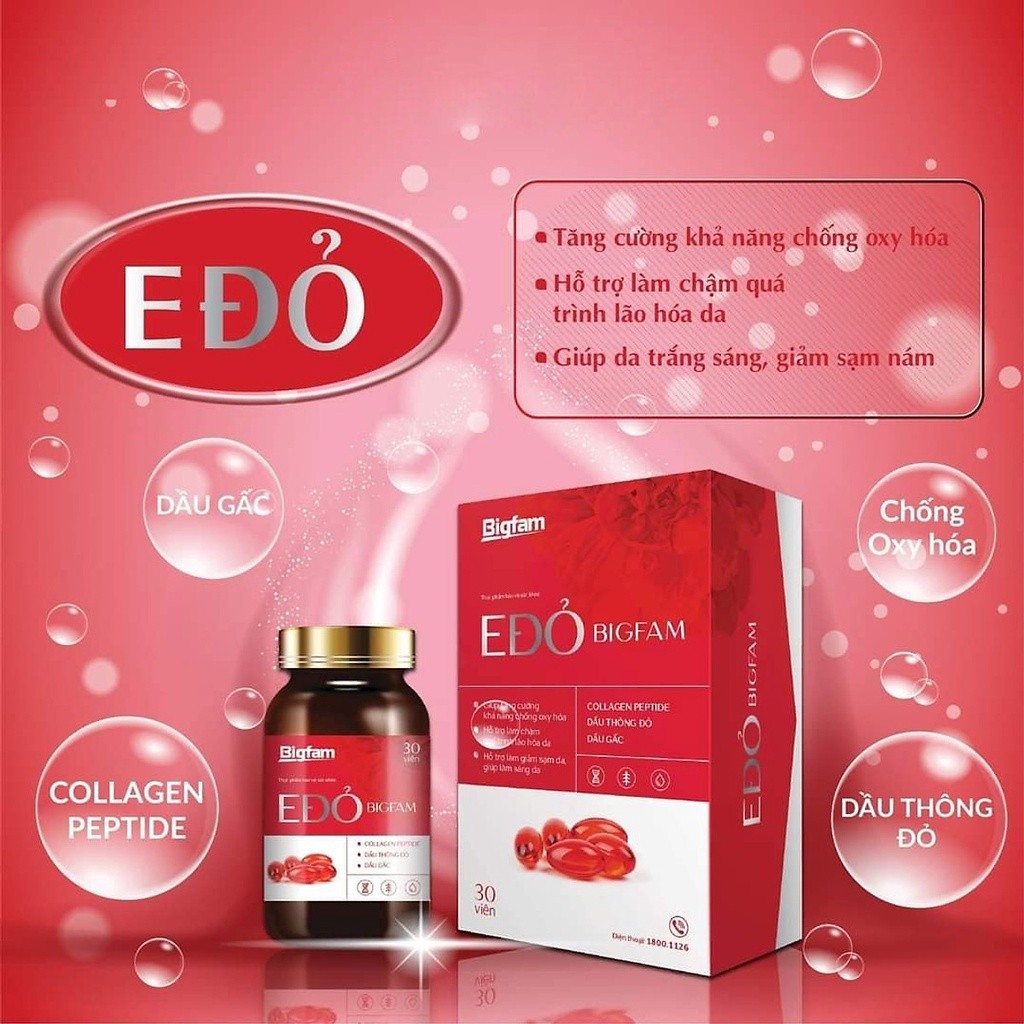 E Đỏ Bigfam CHÍNH HÃNG Viên uống bổ sung Vitamin E hỗ trợ làm đẹp da