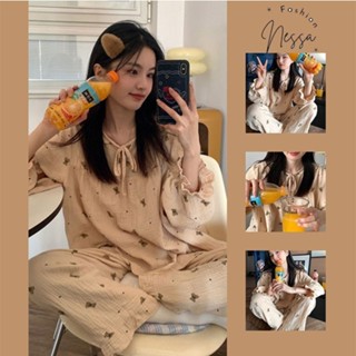  Bộ Đồ Ngủ Quần Áo Nữ Mặc Ở Nhà Dài Tay Cộc Tay Đùi Ngắn Vải Cotton Giãn Áo Mùa Xuân Hè Thu Đông Đi Chơi 