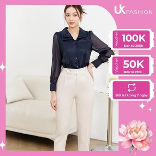 Áo Sơ Mi Cổ Kẹp Dáng Suông UK FASHION Tay Bồng Nhẹ Điệu Đà Chất Vải Nhập Hàn Cao Cấp NKSM2209003