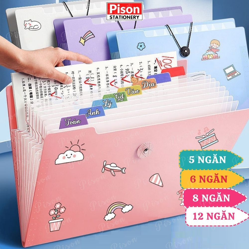 Túi đựng tài liệu Pison tệp đựng tài liệu nhiều ngăn kẹp file túi đựng tài liệu A4 phụ kiện văn phòng phẩm