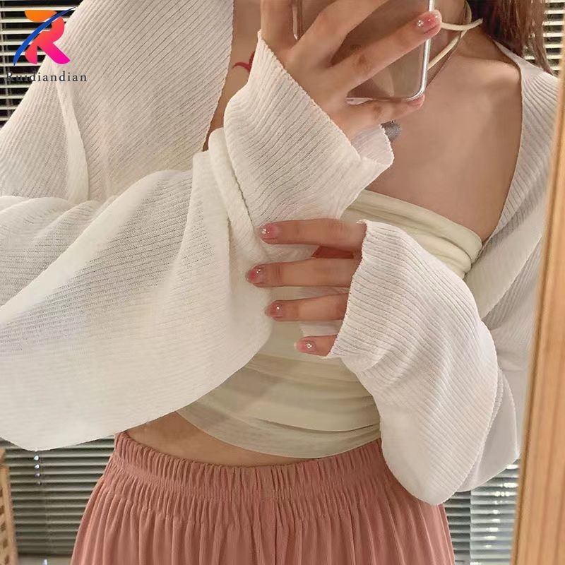 Ruidiandian Mỏng Rời Chống Nắng Áo Khoác Nữ Ngắn Đan Mùa Hè Mỏng Thoáng Khí Băng Lụa Tính Khí Cardigan Top