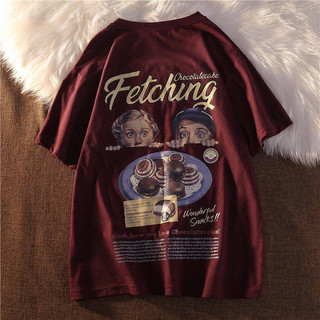 Women's Cotton American-Style Retro High Street Short-Sleeved T-shirt Loose Korean-Style Ins Super Hot Street Clothes T69K