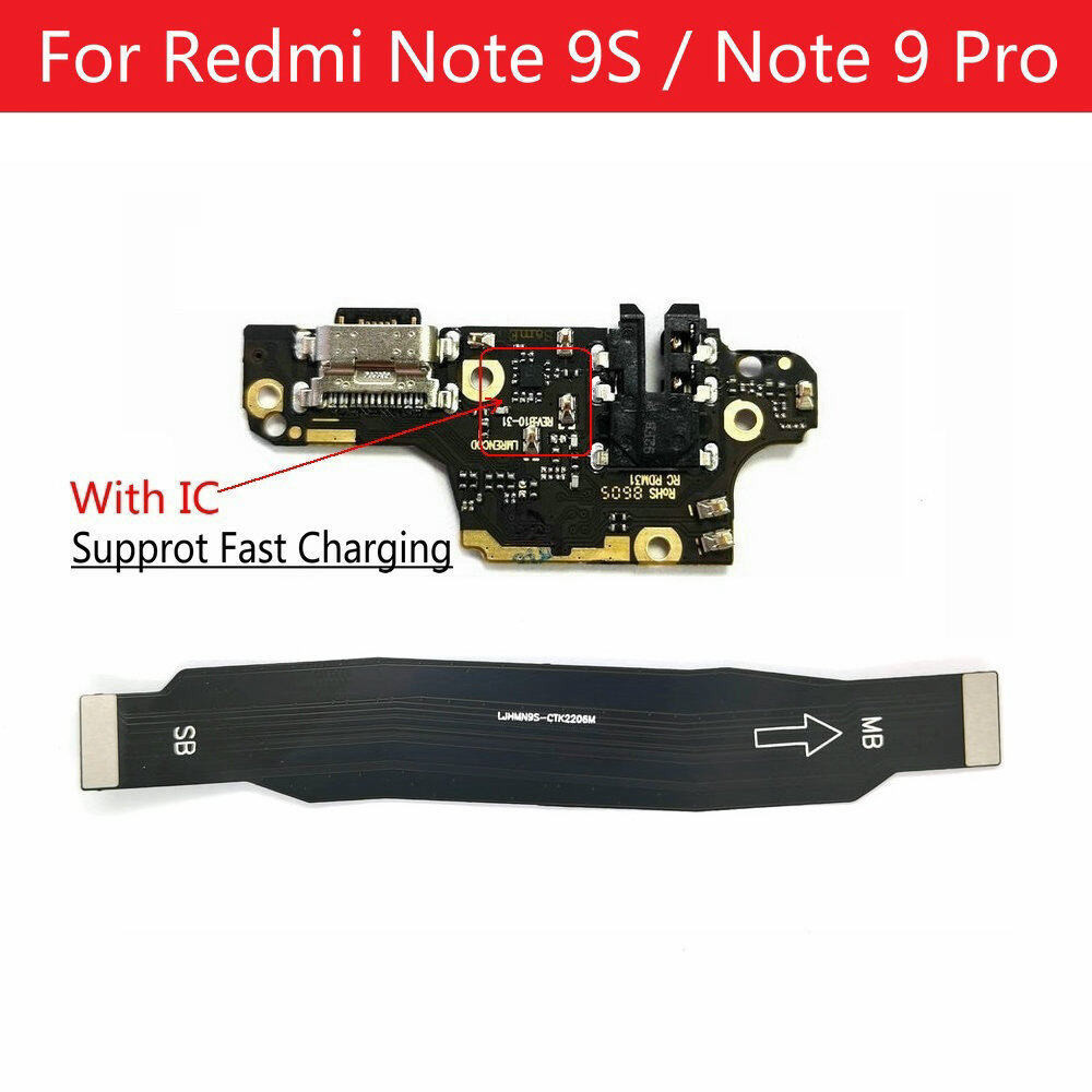 Dành Cho Xiaomi Redmi Note 9s / Note 9 Pro USB Đế Sạc Cổng Ban Với Đầu Nối IC Bo Mạch Chủ Chính Cáp Mềm