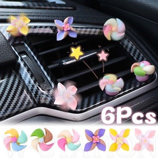 6 Cái / bộ Đồ Trang Trí Hoa Xoay Nhiều Màu Sắc Mini - Trang Trí Xe Pinwheel Tự Dính - Dành Cho Bảng Điều Khiển, Bảng Điều Khiển Trung Tâm, Gương Chiếu Hậu - Phụ Kiện Nội Thất Ô Tô