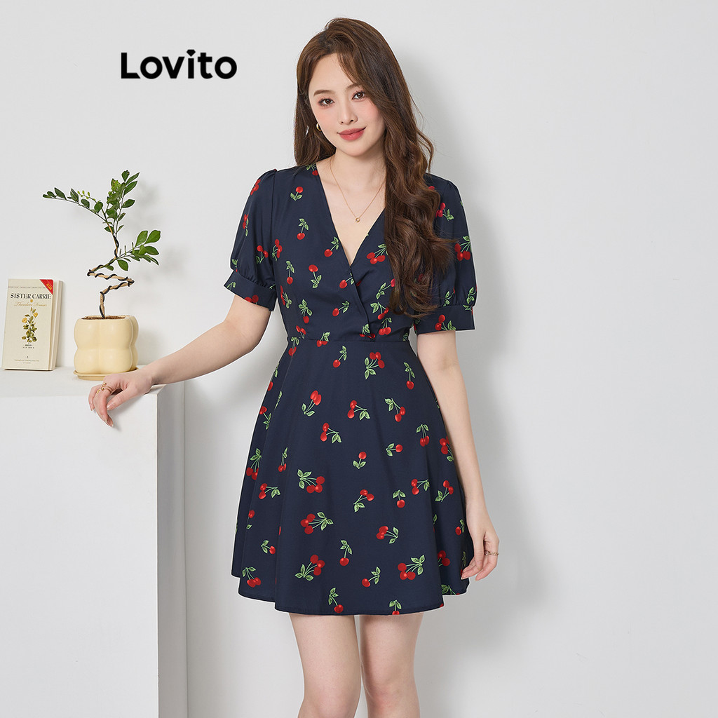 Đầm Lovito họa tiết rau củ quả boho cho nữ L74ED202 (Nhiều màu)