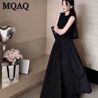 Mqaq Đen Không Tay Tank Top Dress Cổ Tích Mùa Hè Pháp Hepburn Phong Cách Đơn Giản Và Thanh Lịch Sang Trọng Chiều Dài Trung Bình Đầm