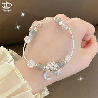 Pha Lê Ngôi Sao Mặt Trăng Vòng Tay Nữ Ngọt Ngào Bạn Bè Hạt Bạc Mặt Dây Chuyền Vòng Tay Phụ Kiện Thời Trang Trang Sức