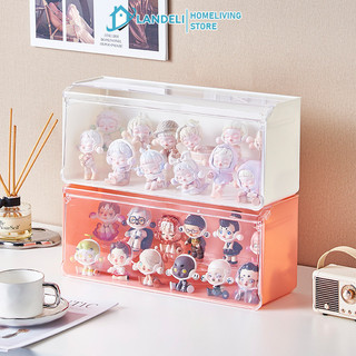 Hộp lưu trữ Landeli Blind, giá đỡ màn hình POP MART, văn phòng cầm tay có đèn, acrylic, khối xây dựng Lego, hộp trưng bày trong suốt