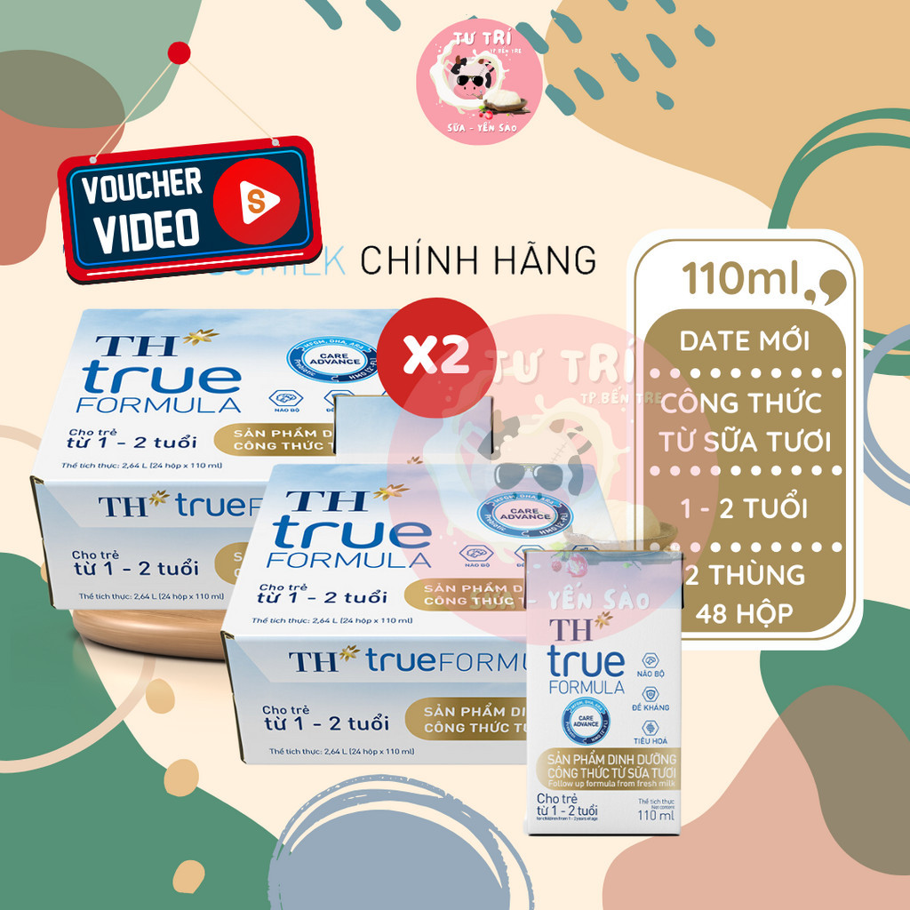 Combo 2 Thùng Sữa tươi công thức TH True Milk Formula 110ml thùng/24 hộp Date luôn mới.