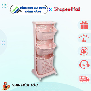 Kệ đựng đồ đa năng 3 tầng hokori 5567 có bánh xe việt nhật - kệ giỏ nhựa 3 tầng giao màu ngẫu nhiên
