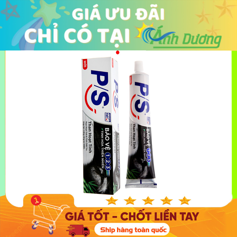 Kem đánh răng PS than tre  hoạt tính 123 trắng răng 180g (Hàng có sẵn - ship COD toàn quốc)