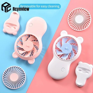 Hoạt Hình Hình Gấu Quạt Mini Cầm Tay Bỏ Túi Di Động Quạt Sạc USB Mùa Hè Làm Mát Không Khí Ngoài Trời Quạt Du Lịch Sinh Viên Bỏ Túi Quạt Mini