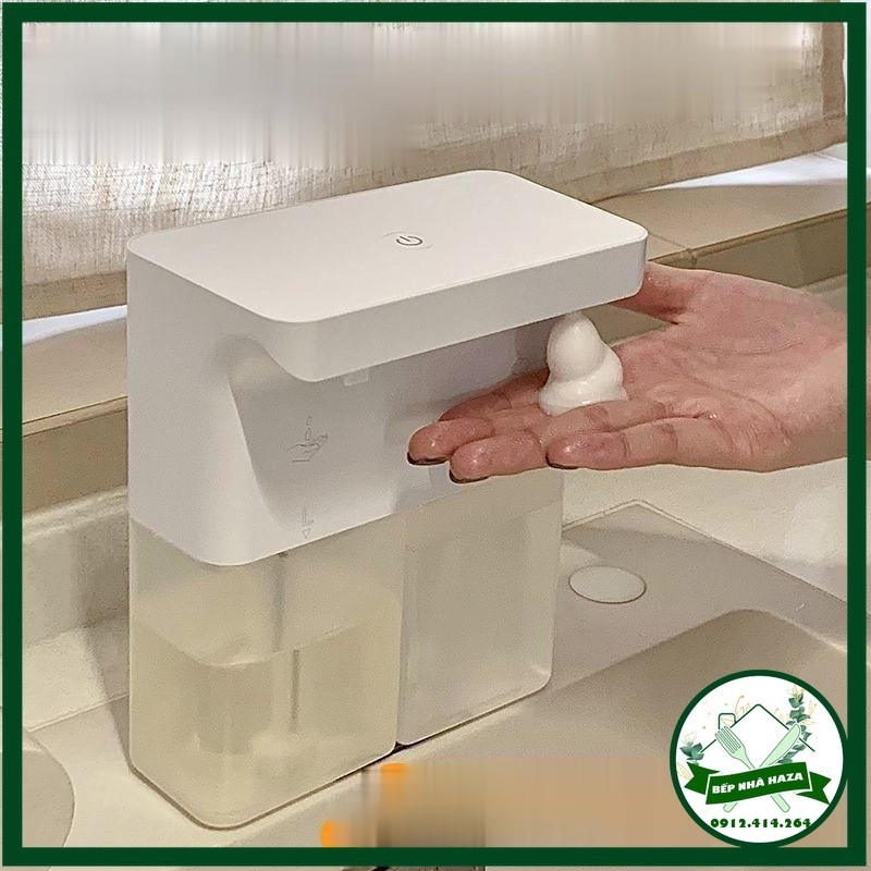 (SẴN) Máy tạo bọt rửa tay cảm ứng tự động, Máy đựng nước rửa chén hai ngăn dán tường cảm ứng nhà bếp