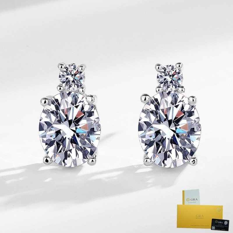[Có Chứng Nhận Gra] Tua Rua Mới Đa Năng Phong Cách Đơn Giản Nữ Full-Jeweled Bông Tai Tai Nhẫn