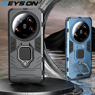 Ốp Lưng Chống Sốc KEYSION Cho Xiaomi 14 Ultra 5G 13 Ultra Silicone + PC Kim Loại Nhẫn Đứng Vỏ Điện Thoại Cho Redmi A3