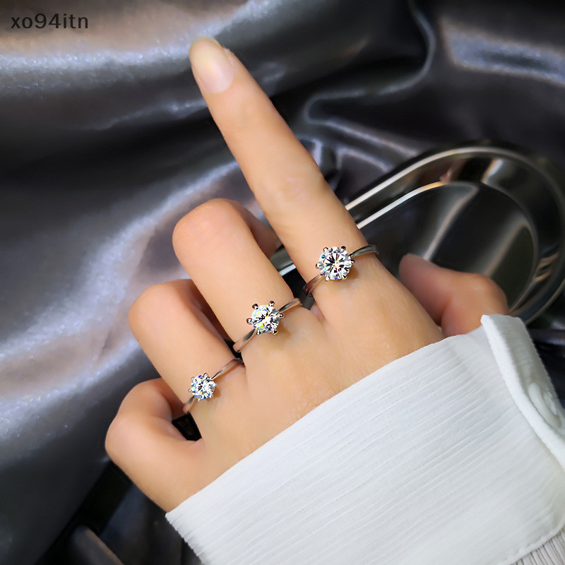 Nhẫn sáu móng vuốt cổ điển tn, Nhẫn kim cương mở dành cho nữ Niche Moissanite Ring n