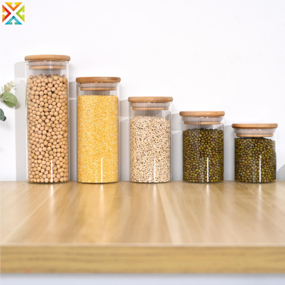 Lọ Thủy Tinh Có Nắp Tre Kín Hộp Bảo Quản Thực Phẩm Chai Chứa Đồ Cho Trà Rời Cà Phê Đậu Phụ Kiện Nhà Bếp