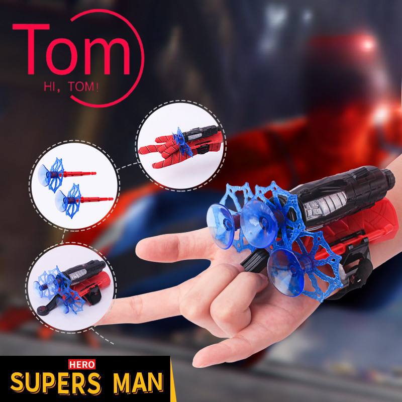 Đồ Chơi Bắn Tơ Người Nhện - Có Giác Hút Dính Đồ Vật, Kèm Dây, Cự Ly 5M - Găng Tay Người Nhện,Đồ Chơi Người Nhện Cho Bé