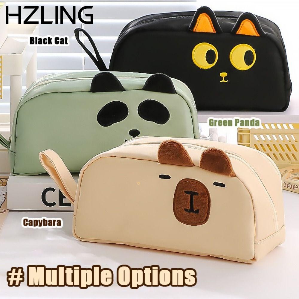 Hzling Pencil, Capybara / Panda / Cat Back To School Gift Pen Bag, Canvas Di Động Dung Tích Lớn Văn 