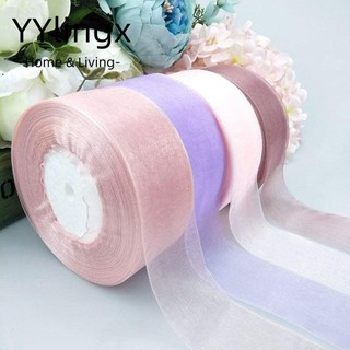 Yylingx cuộn dây ruy băng voan mỏng 45m * 2cm trang trí giáng sinh