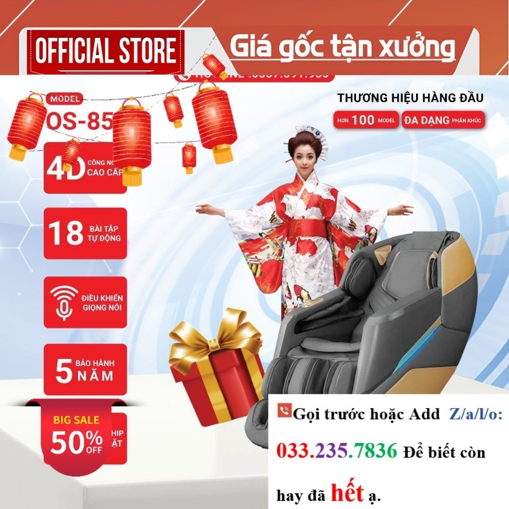 Ghế massage Okinawa OS 855, công nghệ massage 5D, bi con lăn di chuyển - <new