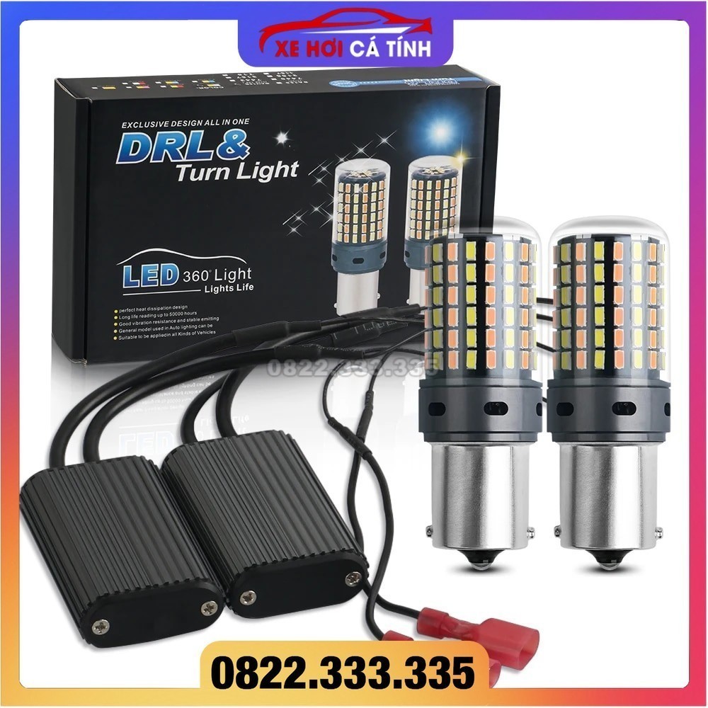 Đèn Led Xi Nhan CANBUS Không Báo Lỗi 1156 P21W BA15S PY21W BAU15S 7440 W21W T20 3014 120SMD Xe DRL Nhan 2 Màu 12V