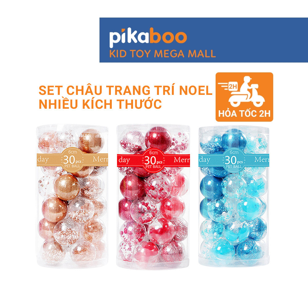 Combo quả châu trang trí dịp Giáng Sinh Noel và phụ kiện Pikaboo tiêu chuẩn xuất khẩu Châu Âu sơn tĩnh điện bền màu