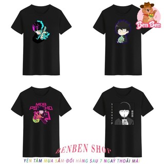 HOT Áo nam Nữ Cổ Tròn Màu Trắng Đen In Hình aogau.store Mob Psycho 100 Shigeo Kageyama holding Dimple