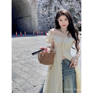 ✨[1 Màu / 1 Phong Cách / S-XL] Váy ngắn tay một vai dành cho nữ mùa hè Váy dài tay hẹp xù cao cấp dáng ôm hơn phong cách Pháp