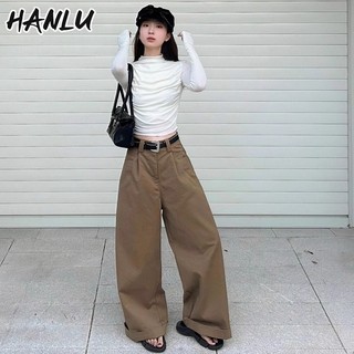 Áo thun nữ dài tay mới HANLU thiết kế áo sơ mi đáy rốn vừa vặn
