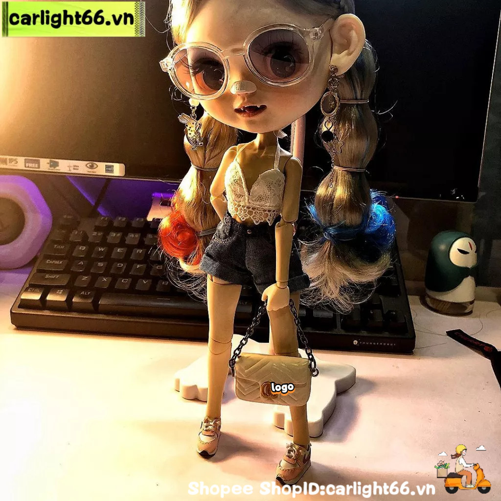 Mô hình túi xách / túi có dây đeo cho nhà búp bê 1:12,Túi Xách Mini Đựng Trang Sức Búp Bê Barbie Dễ Thương Xinh Xắn