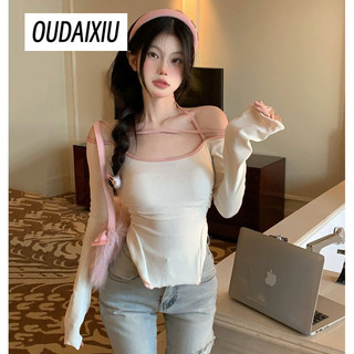 OUDAIXIU áo phông áo thun nữ croptop baby tee Thời trang Korean hàn quốc Vintage WTX2420C7E 9Z240227