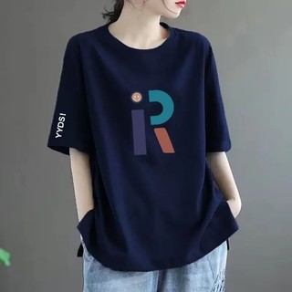 Áo thun ngắn tay Cotton nguyên chất mùa hè dành cho nữ in hình vừa vặn