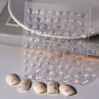  Coco Notes Phim hoạt hình thủ công mới Nhút nhát Miếng dán làm móng tay mặt cười ins Miếng dán móng tay Nhãn dán móng tay Dòng thạch ba chiều