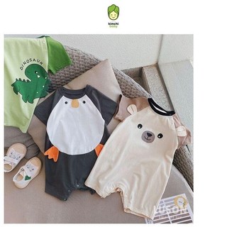 Body Đùi Bé Trai, Bé Gái Từ 3-12kg KAMSAMITA Chất Thun Lạnh Mềm Mịn In Hình Thú Dễ Thương, Body Cộc Tay Cho Bé S417
