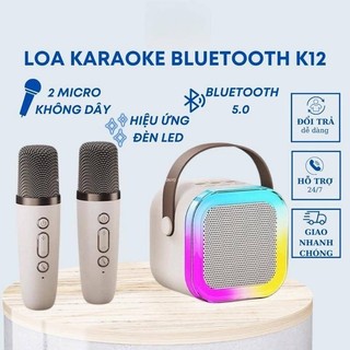 Loa bluetooth karaoke sạc pin không dây, âm thanh hay, bass chuẩn kèm 2 míc hát bảo hành 12 tháng mini k12