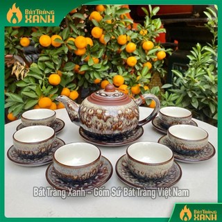 Bộ ấm trà tử sa tống cẩm thạch lòng trắng - nnưt vương mạnh tuấn - ấm chén bát tràng