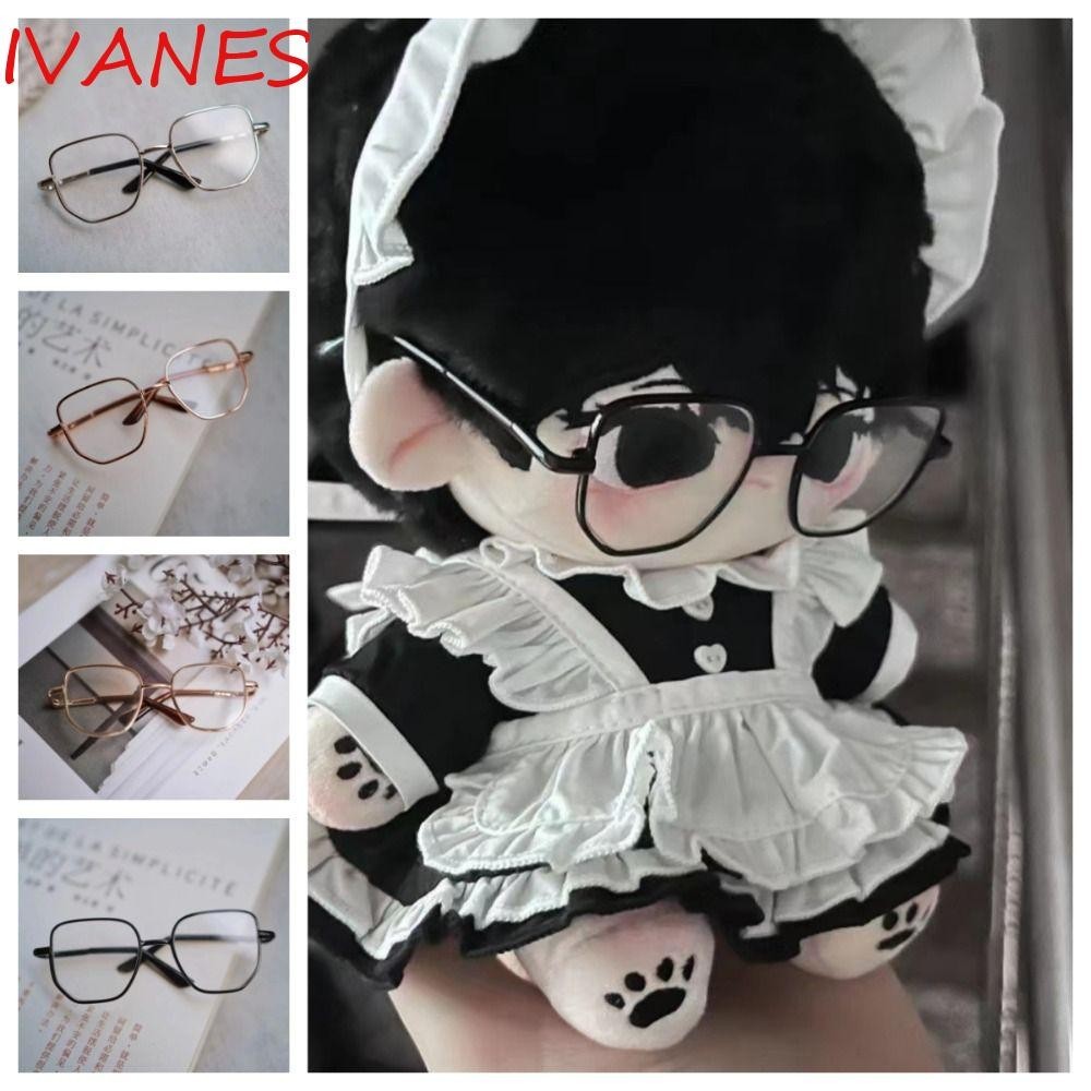 Ivanes Preppy Cotton Doll 's Glasses, Hàn Quốc Kpop Silver Idol Sang Trọng Doll Glasses, Kính Mắt Hoạt Hình Vàng Mềm Búp Bê Bông Kính Mắt BJD