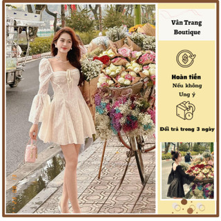 T71 Váy ren hoa tay ống loe dáng xòe mặc đi tiệc đi cưới cực xinh hàng chuẩn tiểu thư nhẹ nhàng