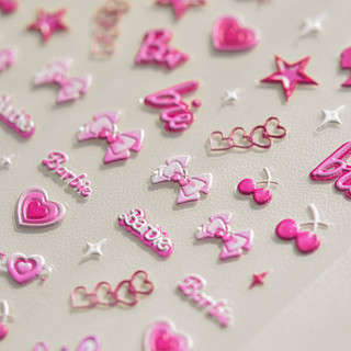 Sticker Lụa Nổi 5D | Barbie Hồng | Hình Dán Móng Tay