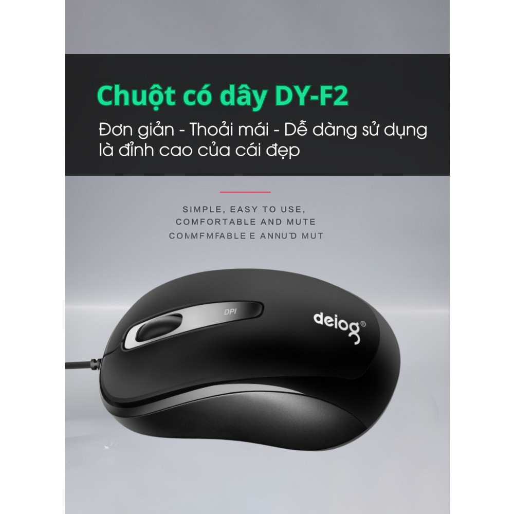 Chuột Máy Tính Có Dây Deiog DY-F2 Gaming Mouse  DPI 1200 Hỗ Trợ Game Thủ,Phù Hợp Laptop/Pc Công Thái Học Hàng Chính Hãng