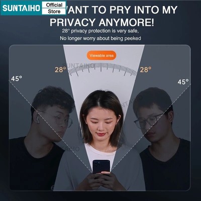 Suntaiho Đen Chất Lượng Cao Chống Gián Điệp Riêng Tư Kính Cường Lực Bảo Vệ Màn Hình Tương Thích Bảo Vệ Cạnh Cho IPhone 11 12 13 14 15 16 Pro Max XS Max XR X 15 Plus