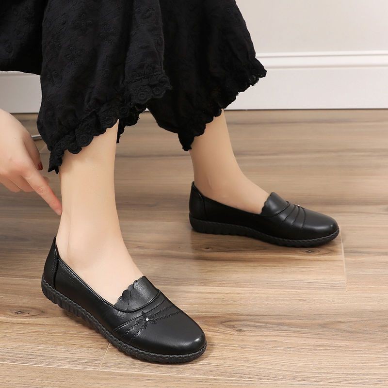 Mùa Thu Mới Trung Niên Và Người Cao Tuổi Nữ Đế Bằng Chống Trơn Trượt Giày Mẹ Slip-on