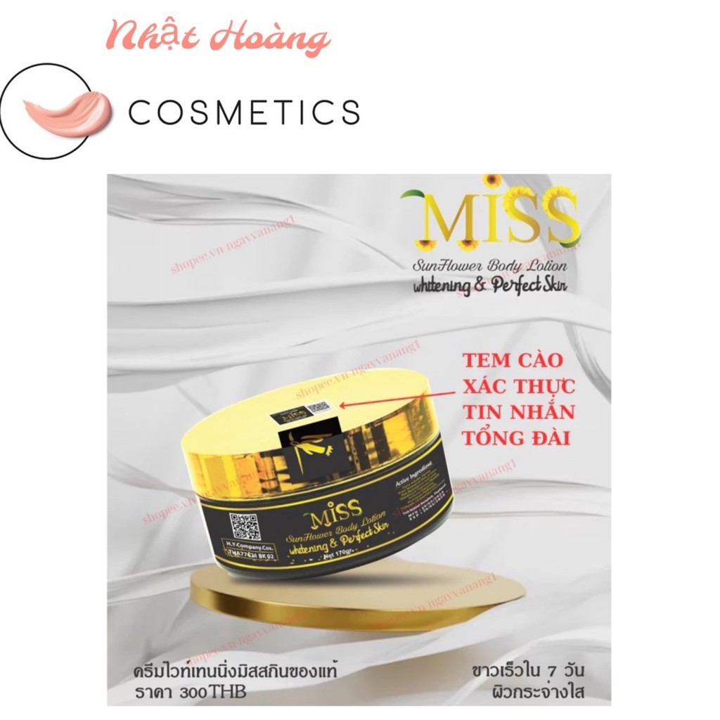 Kem Body Miss Thái Lan Dưỡng Trắng, Makeup, Chống Nắng Hũ Nhỏ 170g