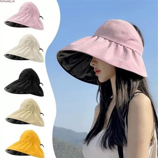 M50 Nón Vành Tròn Lớp Phủ Vinyl  -  Mũ chống nắng Hở Chóp Nữ Có Thể Gập Lại Chống Tia UV