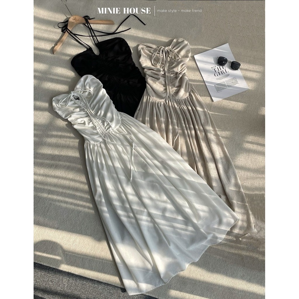 Đầm maxi yếm rút nhún 3232.