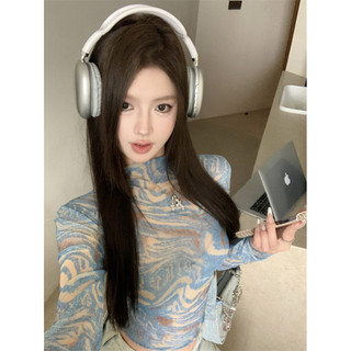 T Tính khí Tie-Dye Thin Half-Turtleneck Gau