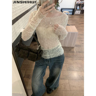 JINSHIHUI áo phông áo thun nữ croptop baby tee Cổ điển Hàn Phong Xu hướng INS WTX24409EU 15Z240407