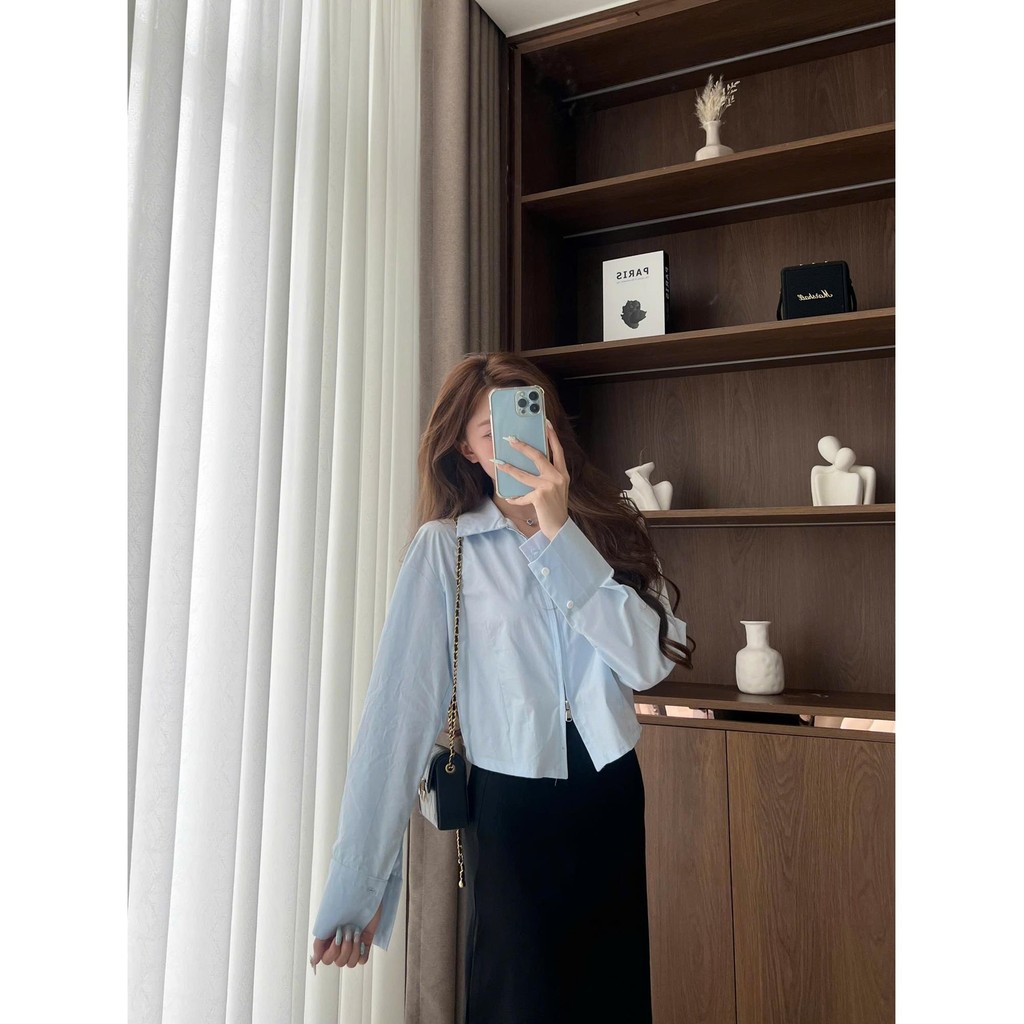 Áo Sơ Mi Nữ Khóa Dọc Hai Chiều Li Eo A2993 Molie Official.