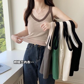 2025 Phong Cách Mới Phiên Bản Hàn Quốc Plus Nhung Dày Màu Phù Hợp Với Camisole Nữ Có Miếng Lót Ngực Bên Trong Ấm Áp Ôm Vừa Vặn Hơn Nhìn Không Tay20250224